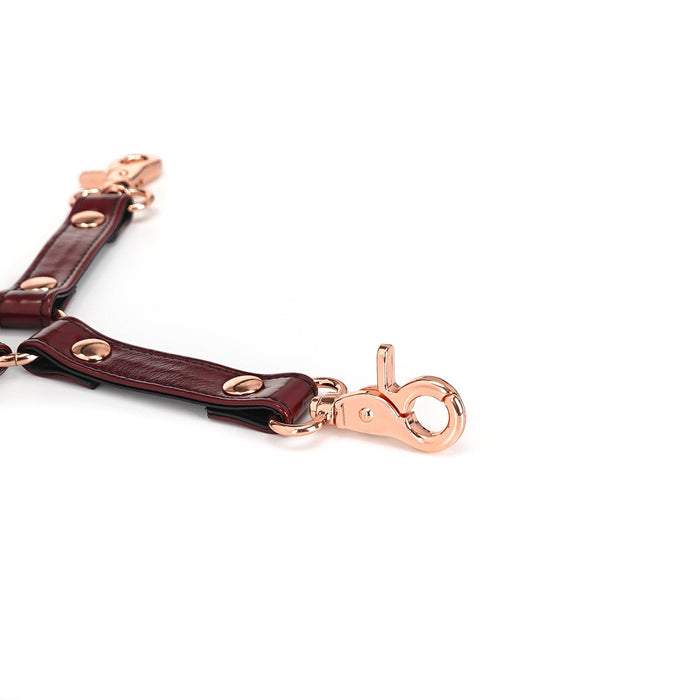 Liebe Seele - Wine Red Leren hogtie Met clips - exclusief En Luxe ontwerp - wijnrood-Erotiekvoordeel.nl