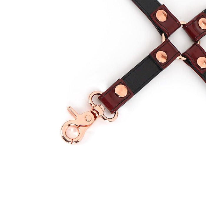 Liebe Seele - Wine Red Leren hogtie Met clips - exclusief En Luxe ontwerp - wijnrood-Erotiekvoordeel.nl