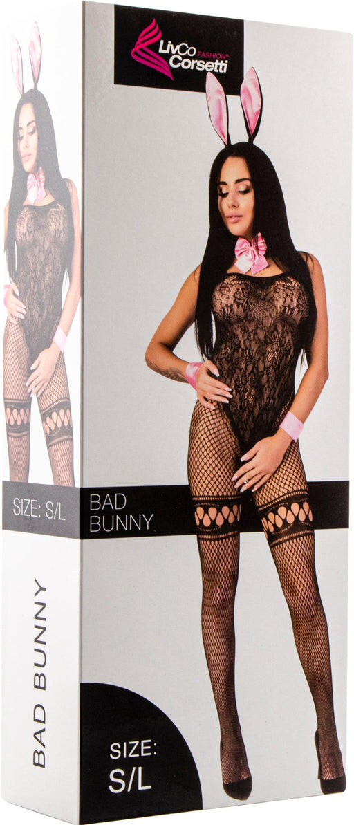 LivCo - Bad Bunny - Catsuit met Oortjes - Zwart-Erotiekvoordeel.nl