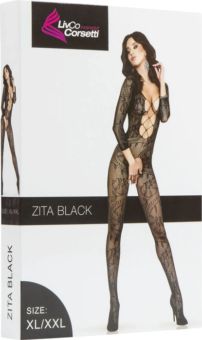 LivCo - Zita - Catsuit - Maat XL/XXL - Zwart-Erotiekvoordeel.nl