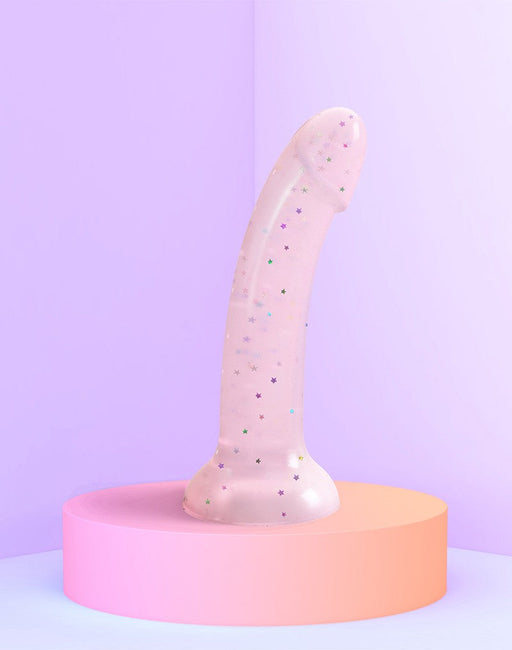 Love to Love - Dildo - Dildoll Starlight - Buigbaar - Siliconen - Met Gouden Glitterende Sterren - Roze-Erotiekvoordeel.nl