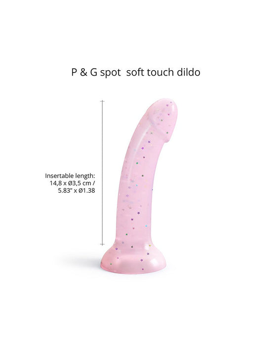 Love to Love - Dildo - Dildoll Starlight - Buigbaar - Siliconen - Met Gouden Glitterende Sterren - Roze-Erotiekvoordeel.nl