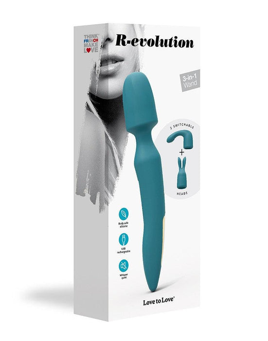 Love to Love - R-Evolution Wand Vibrator Set Met 2 verwisselbare opzetstukken - Turquoise-Erotiekvoordeel.nl