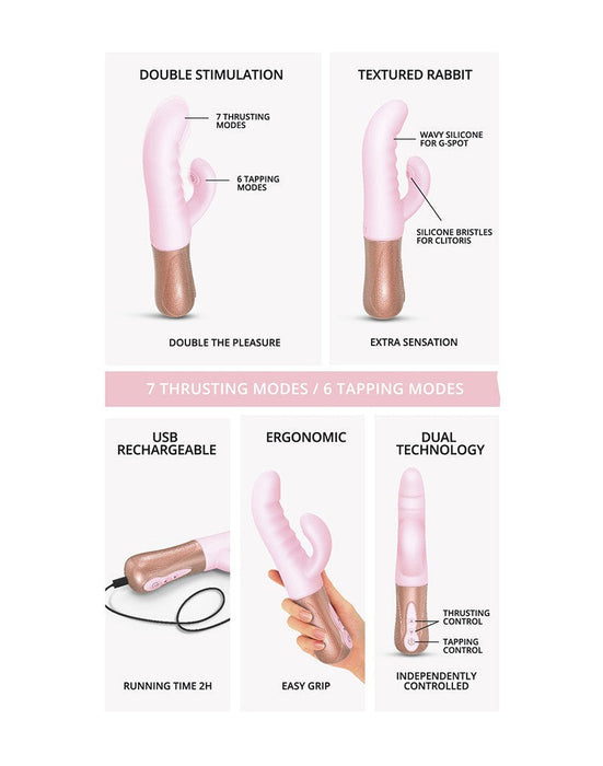 Love to Love - Sassy Bunny - Rabbit Vibrator met Tapping Functie - Lichtroze-Erotiekvoordeel.nl