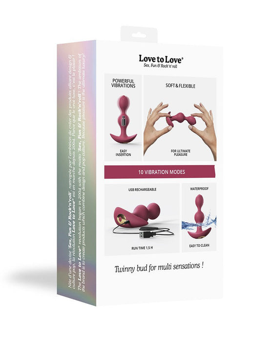 Love to Love - Twinny Bud - Buigbare Vibrerende Buttplug - Roze-Erotiekvoordeel.nl