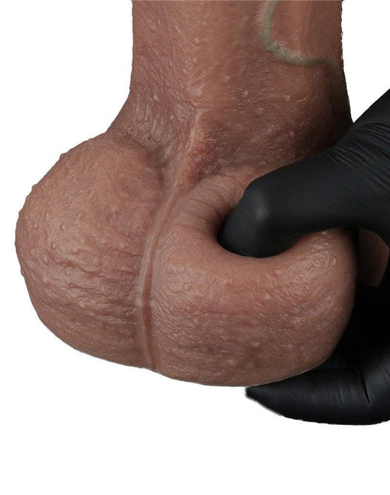 LoveToy - Dildo - Dubbellaagse Siliconen Dildo XXL - Lengte 28 cm - Diameter 7.4 cm - Bruin-Erotiekvoordeel.nl