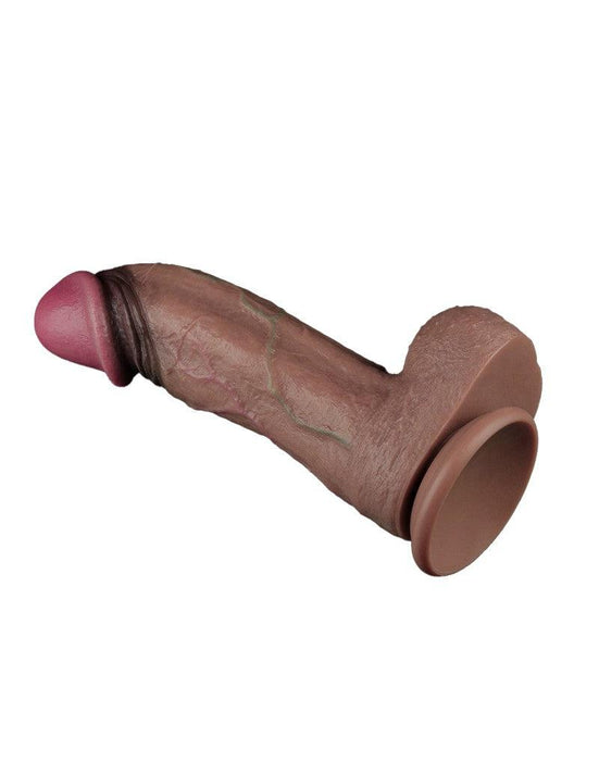 LoveToy - Dildo - Dubbellaagse Siliconen Dildo XXL - Lengte 28 cm - Diameter 7.4 cm - Bruin-Erotiekvoordeel.nl