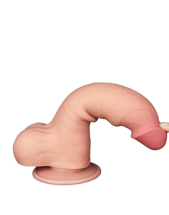 LoveToy - Dildo - Glijdende Huid Dildo - Lengte 20 cm - Diameter 3.9 cm - Lichte Huidskleur-Erotiekvoordeel.nl