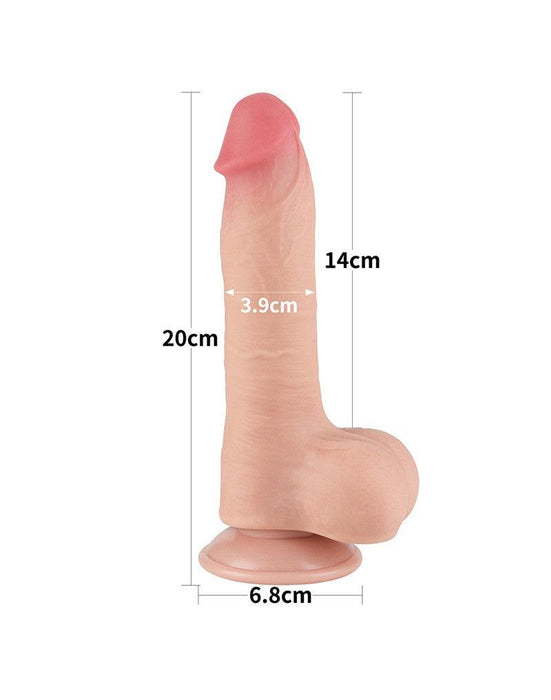 LoveToy - Dildo - Glijdende Huid Dildo - Lengte 20 cm - Diameter 3.9 cm - Lichte Huidskleur-Erotiekvoordeel.nl