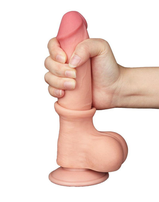 LoveToy - Dildo - Glijdende Huid Dildo - Lengte 20 cm - Diameter 3.9 cm - Lichte Huidskleur-Erotiekvoordeel.nl