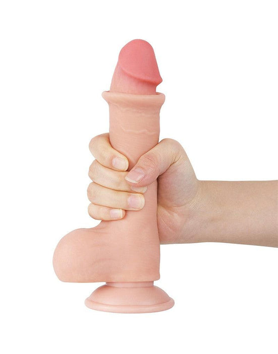 LoveToy - Dildo - Glijdende Huid Dildo - Lengte 20 cm - Diameter 3.9 cm - Lichte Huidskleur-Erotiekvoordeel.nl