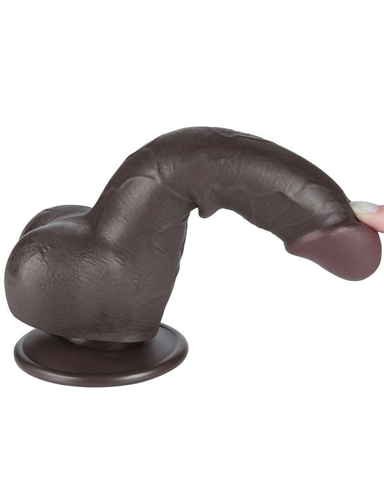 LoveToy - Dildo Met Sliding Skin Technologie - 19,5 cm x Ø 3,6 cm - Zwart-Erotiekvoordeel.nl