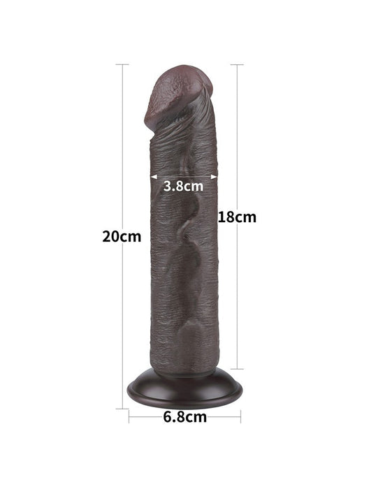 LoveToy - Dildo Met Sliding Skin Technologie - 20 cm x Ø 3,8 cm - Bruin-Erotiekvoordeel.nl