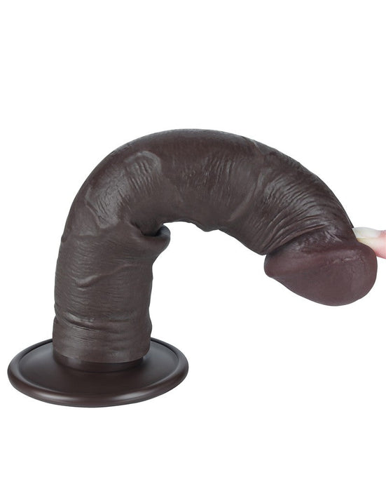 LoveToy - Dildo Met Sliding Skin Technologie - 20 cm x Ø 3,8 cm - Bruin-Erotiekvoordeel.nl