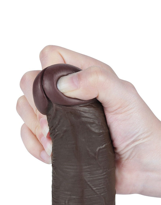 LoveToy - Dildo Met Sliding Skin Technologie - 20,8 cm x Ø 4 cm - Bruin-Erotiekvoordeel.nl