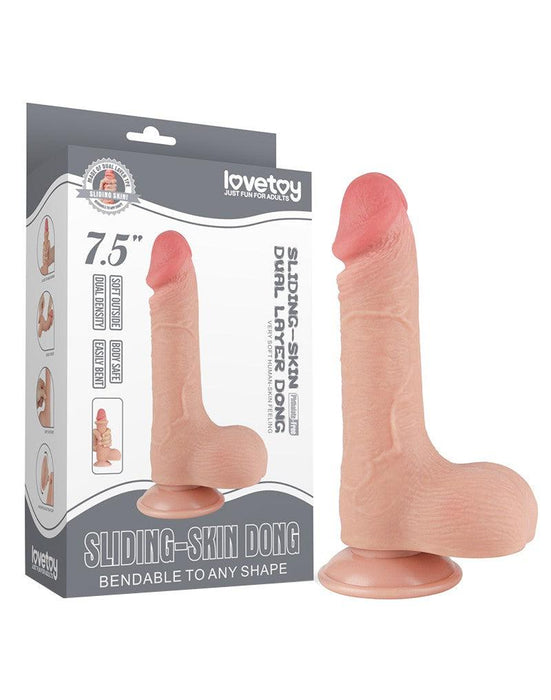 LoveToy - Dubbellaags Dildo - Glijdende Huid Dildo - Lengte 19.5 cm - Diameter 3.7 cm - Lichte Huidskleur-Erotiekvoordeel.nl