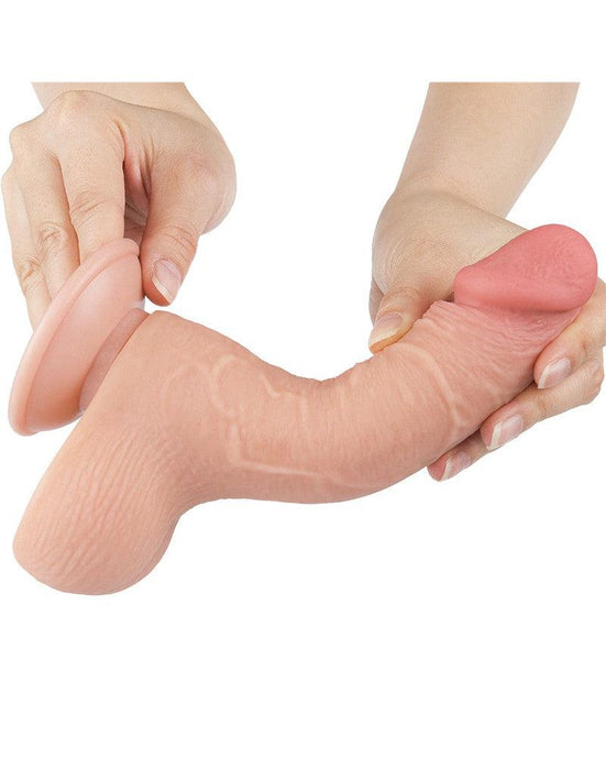 LoveToy - Dubbellaags Dildo - Glijdende Huid Dildo - Lengte 19.5 cm - Diameter 3.7 cm - Lichte Huidskleur-Erotiekvoordeel.nl