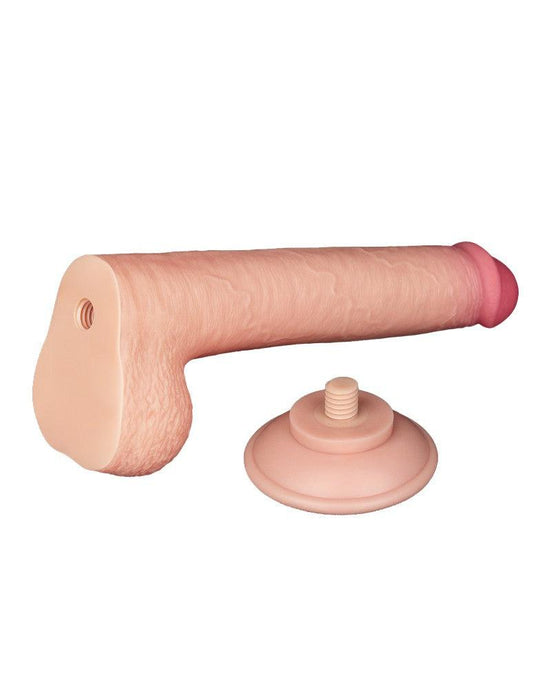 LoveToy - Dubbellaags Dildo - Glijdende Huid Dildo - Lengte 22 cm - Diameter Ø 3.7 cm - Lichte Huidskleur-Erotiekvoordeel.nl