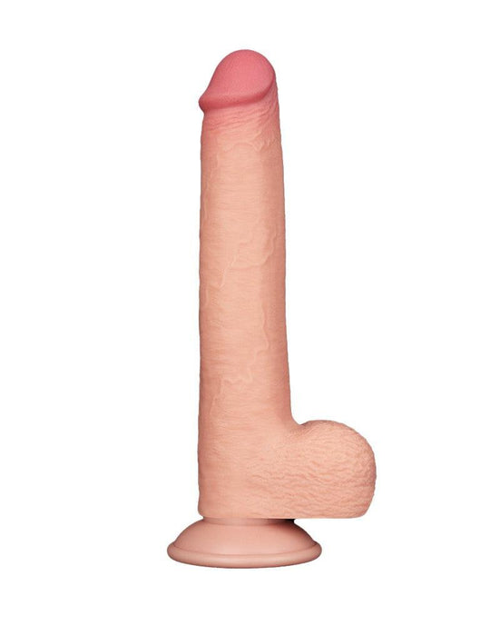 LoveToy - Dubbellaags Dildo - Glijdende Huid Dildo - Lengte 22 cm - Diameter Ø 3.7 cm - Lichte Huidskleur-Erotiekvoordeel.nl