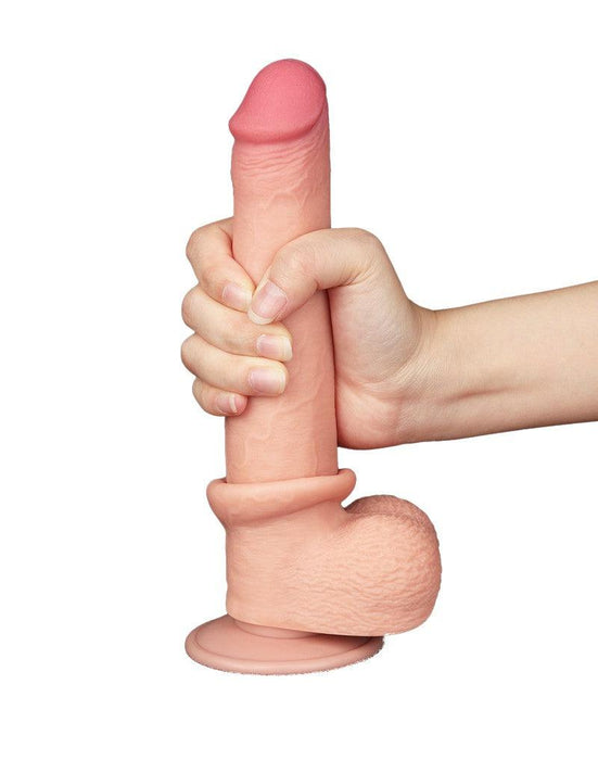 LoveToy - Dubbellaags Dildo - Glijdende Huid Dildo - Lengte 22 cm - Diameter Ø 3.7 cm - Lichte Huidskleur-Erotiekvoordeel.nl