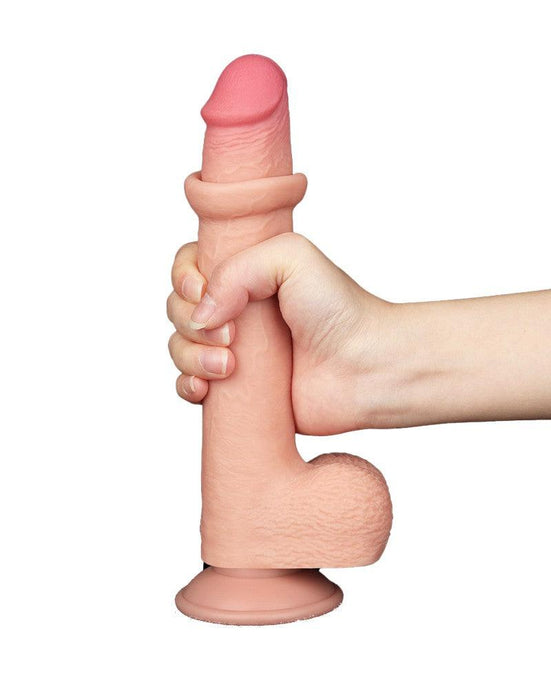 LoveToy - Dubbellaags Dildo - Glijdende Huid Dildo - Lengte 22 cm - Diameter Ø 3.7 cm - Lichte Huidskleur-Erotiekvoordeel.nl