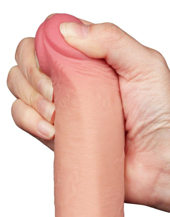 LoveToy - Dubbellaags Dildo - Glijdende Huid Dildo - Lengte 22 cm - Diameter Ø 3.7 cm - Lichte Huidskleur-Erotiekvoordeel.nl