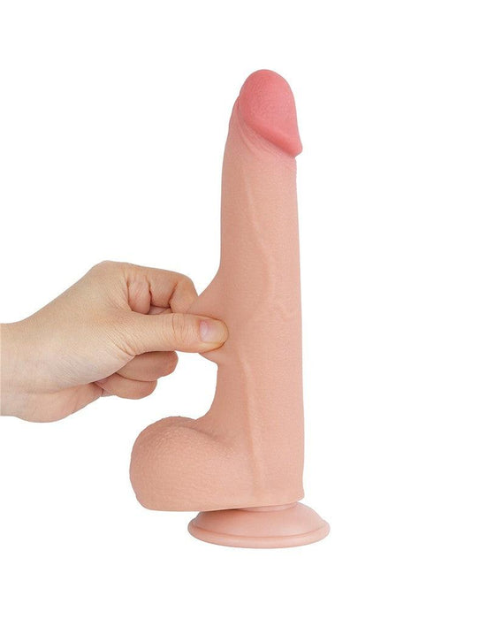 LoveToy - Dubbellaags Dildo - Glijdende huid Dildo - Lengte 20 cm - Diameter 4 cm - Lichte Huidskleur - TPE-Erotiekvoordeel.nl