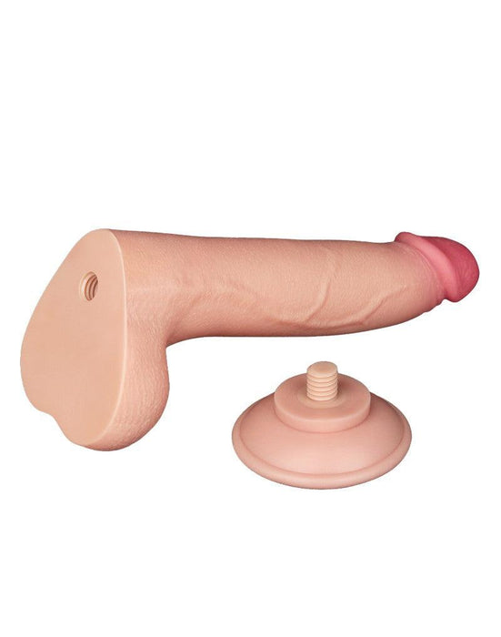 LoveToy - Dubbellaags Dildo - Glijdende huid Dildo - Lengte 20 cm - Diameter 4 cm - Lichte Huidskleur - TPE-Erotiekvoordeel.nl