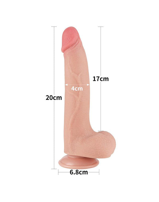 LoveToy - Dubbellaags Dildo - Glijdende huid Dildo - Lengte 20 cm - Diameter 4 cm - Lichte Huidskleur - TPE-Erotiekvoordeel.nl