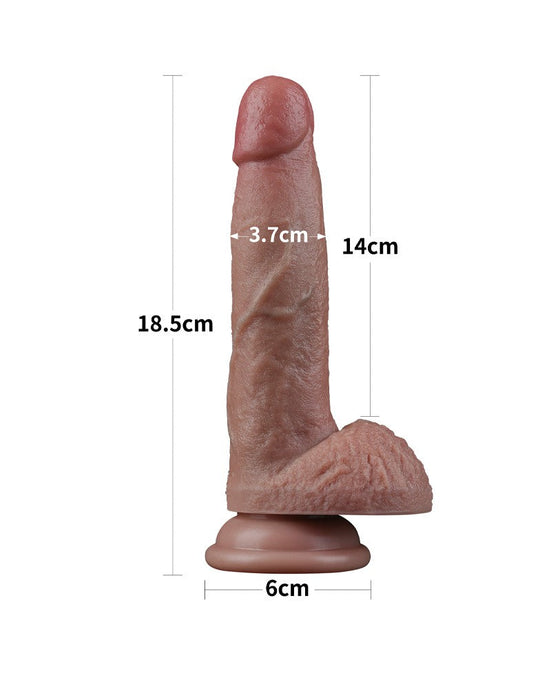 LoveToy - Dubbellaags Siliconen Dildo - 18,5 cm x Ø 3,7 cm - Bruin-Erotiekvoordeel.nl