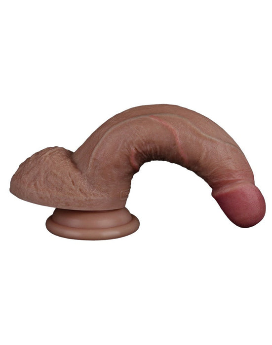 LoveToy - Dubbellaags Siliconen Dildo - 18,5 cm x Ø 3,7 cm - Bruin-Erotiekvoordeel.nl