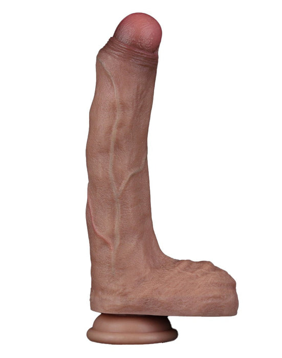 LoveToy - Dubbellaags Siliconen Dildo - 22 cm x Ø 4,2 cm - Bruin-Erotiekvoordeel.nl