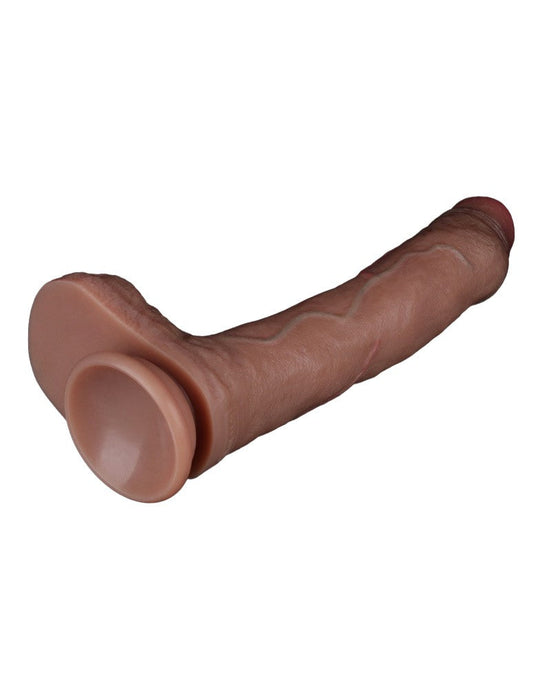 LoveToy - Dubbellaags Siliconen Dildo - 22 cm x Ø 4,2 cm - Bruin-Erotiekvoordeel.nl