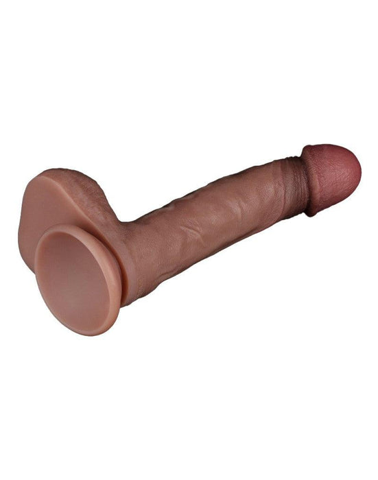 LoveToy - Dubbellaags Siliconen Dildo - 22,5 cm x Ø 4,2 cm - Bruin-Erotiekvoordeel.nl