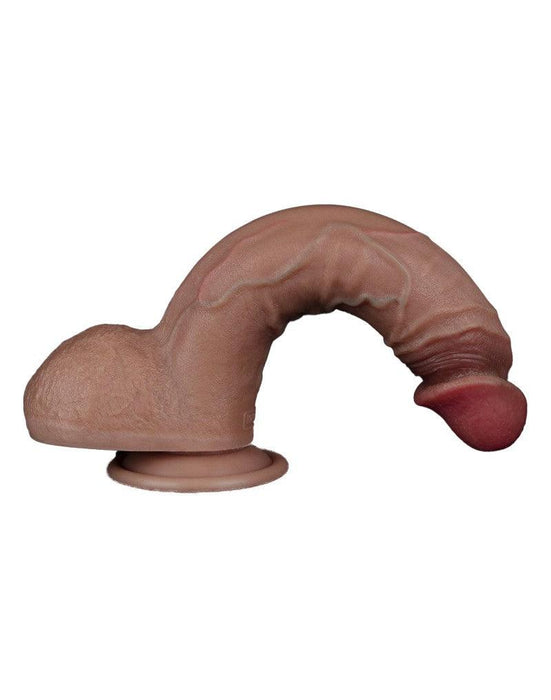 LoveToy - Dubbellaags Siliconen Dildo - 23,5 cm x Ø 4,3 cm - Bruin-Erotiekvoordeel.nl