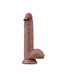 LoveToy - Dubbellaags Siliconen Dildo - 23,5 cm x Ø 4,3 cm - Bruin-Erotiekvoordeel.nl