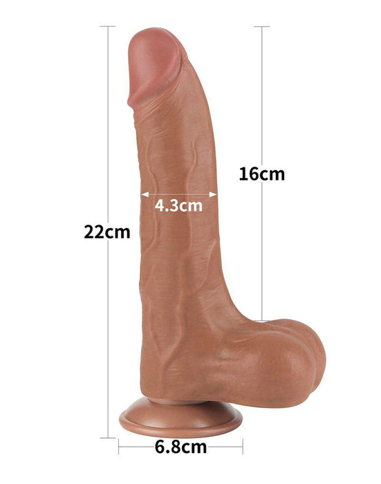 Lovetoy - Dildo Met Sliding Skin Technologie - 22 x 4.3 cm - Verwijderbare Zuignap - Medium Huidskleur-Erotiekvoordeel.nl