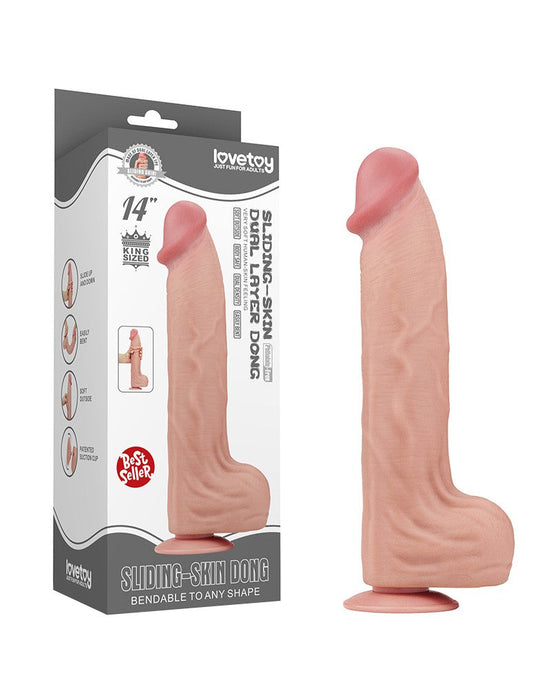 Lovetoy - Dildo Met Sliding Skin Technologie - 36 x 6.6 cm - Lichte Huidskleur-Erotiekvoordeel.nl