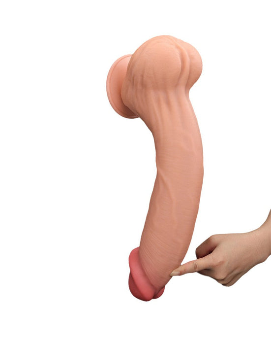 Lovetoy - Dildo Met Sliding Skin Technologie - 36 x 6.6 cm - Lichte Huidskleur-Erotiekvoordeel.nl