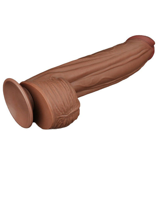 Lovetoy - Dildo - Sliding Skin Dildo - Lengte 31 cm - Bruin-Erotiekvoordeel.nl