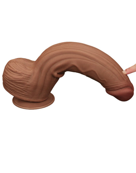 Lovetoy - Dildo - Sliding Skin Dildo - Lengte 31 cm - Bruin-Erotiekvoordeel.nl