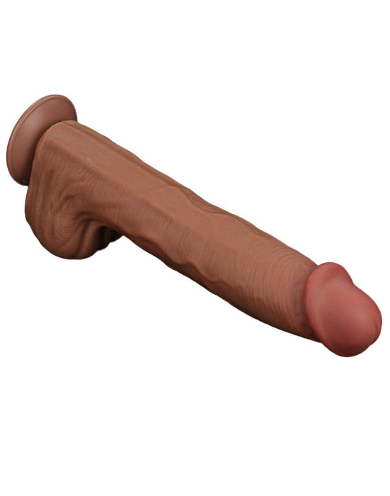 Lovetoy - Dildo - Sliding Skin Dildo - Lengte 36 cm - Bruin-Erotiekvoordeel.nl