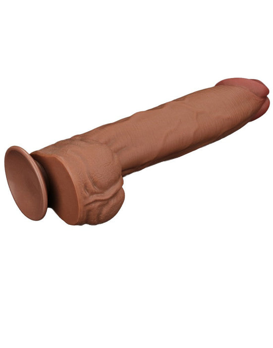 Lovetoy - Dildo - Sliding Skin Dildo - Lengte 36 cm - Bruin-Erotiekvoordeel.nl