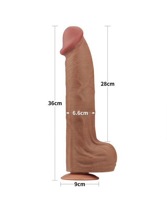 Lovetoy - Dildo - Sliding Skin Dildo - Lengte 36 cm - Bruin-Erotiekvoordeel.nl