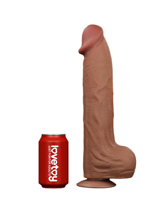 Lovetoy - Dildo - Sliding Skin Dildo - Lengte 36 cm - Bruin-Erotiekvoordeel.nl