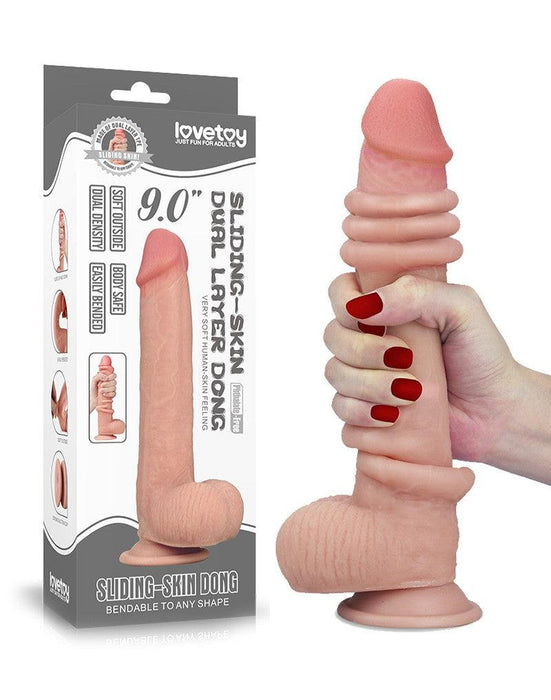 Lovetoy - Dildo Met glijdende huid 23 x 4 cm - Lichte Huidskleur-Erotiekvoordeel.nl