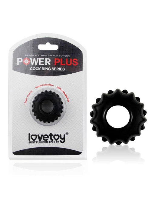 Lovetoy - Powerplus Flexibele Cockring Tandwiel - Zwart-Erotiekvoordeel.nl