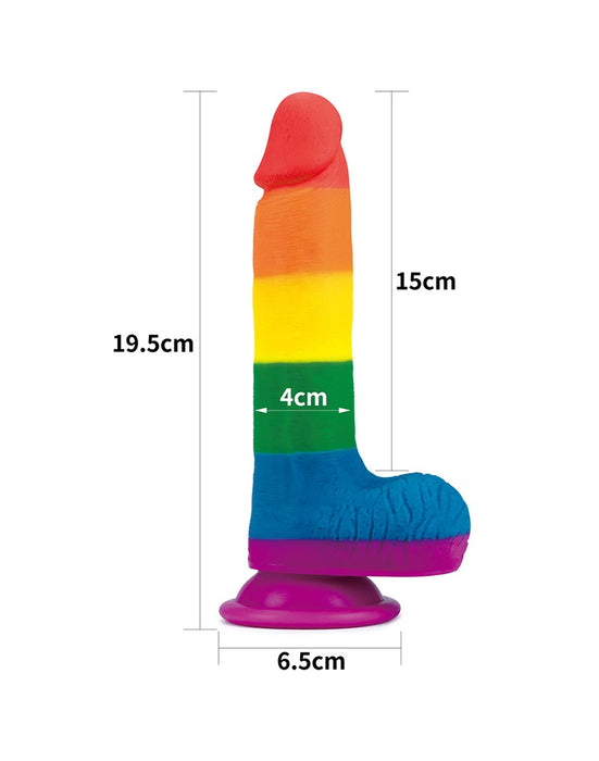 Lovetoy - Rainbow Pride Dildo met Scrotum 19.5 cm-Erotiekvoordeel.nl