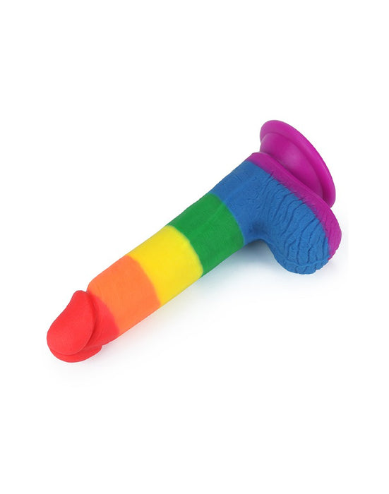 Lovetoy - Rainbow Pride Dildo met Scrotum 19.5 cm-Erotiekvoordeel.nl