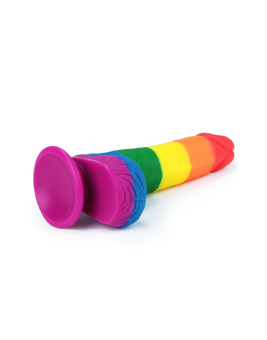 Lovetoy - Rainbow Pride Dildo met Scrotum 19.5 cm-Erotiekvoordeel.nl